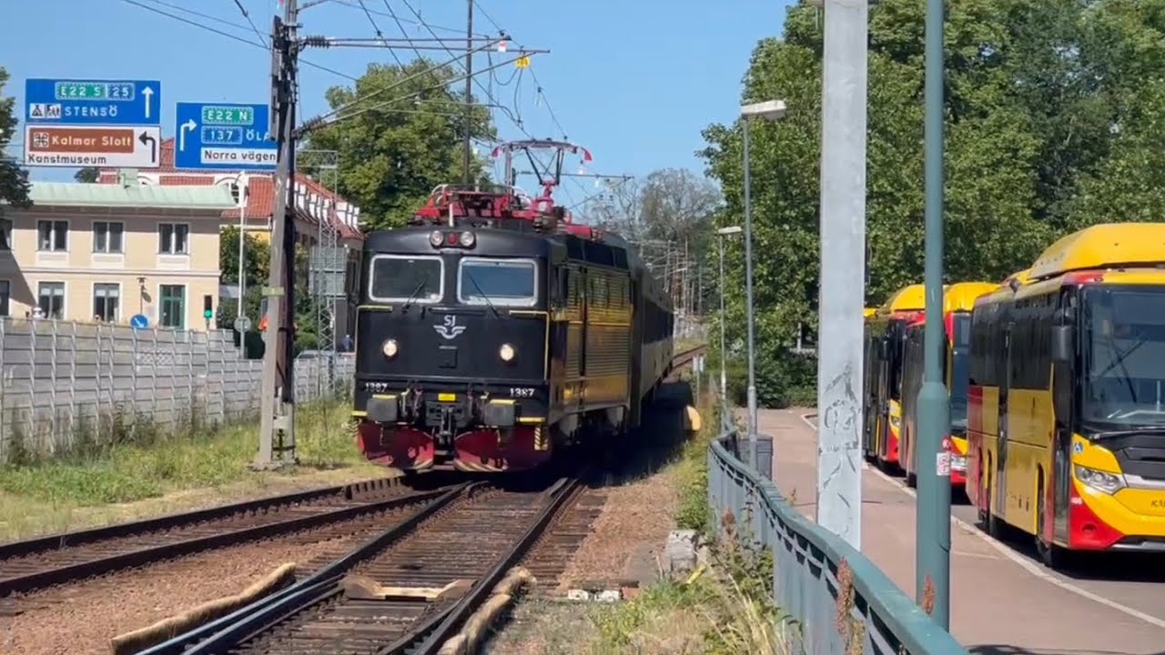 Tåg vid Kalmar central med rc6, Krösatåg (kustpilen) y31 och Öresundståg