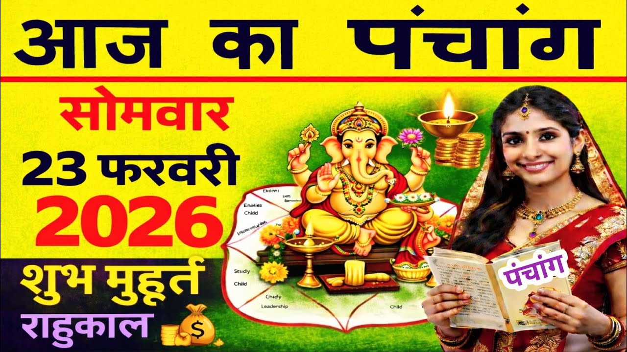 23 फरवरी 2026 का पंचांग||23 February 2026 Panchang | Aaj Ka Panchang Somvar | Shubh Muhurat Rahukaal