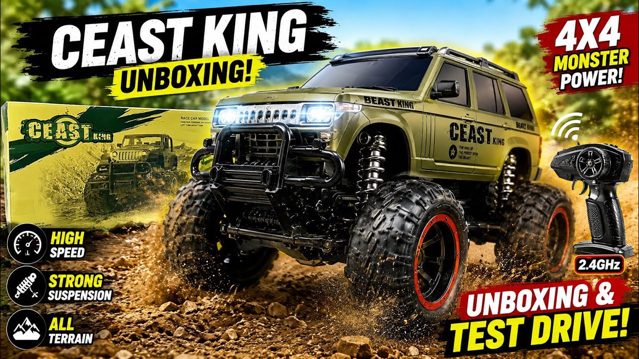 CEAST KING RC Monster Truck Unboxing & Test Drive | 4x4 Off-Road Beast! 🔥