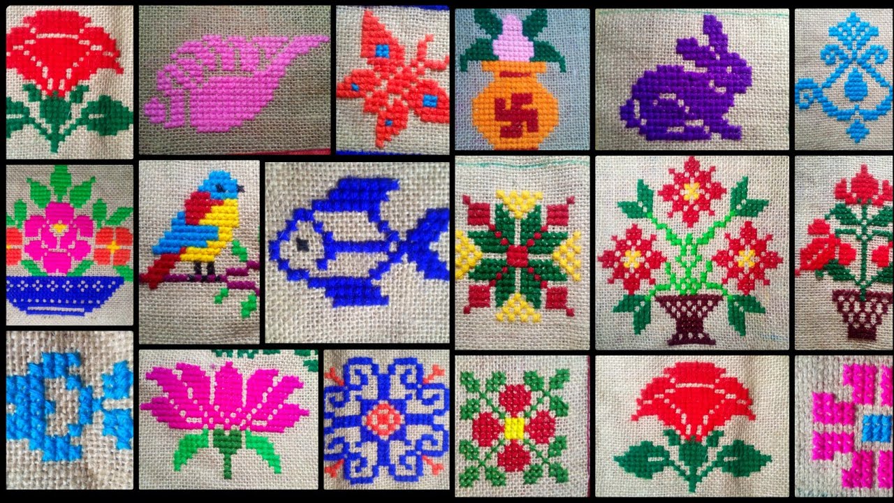 50+beautiful cross stitch design. এক ভিডিও তে 50 টির বেশি নকশা।#P-Rokomari.