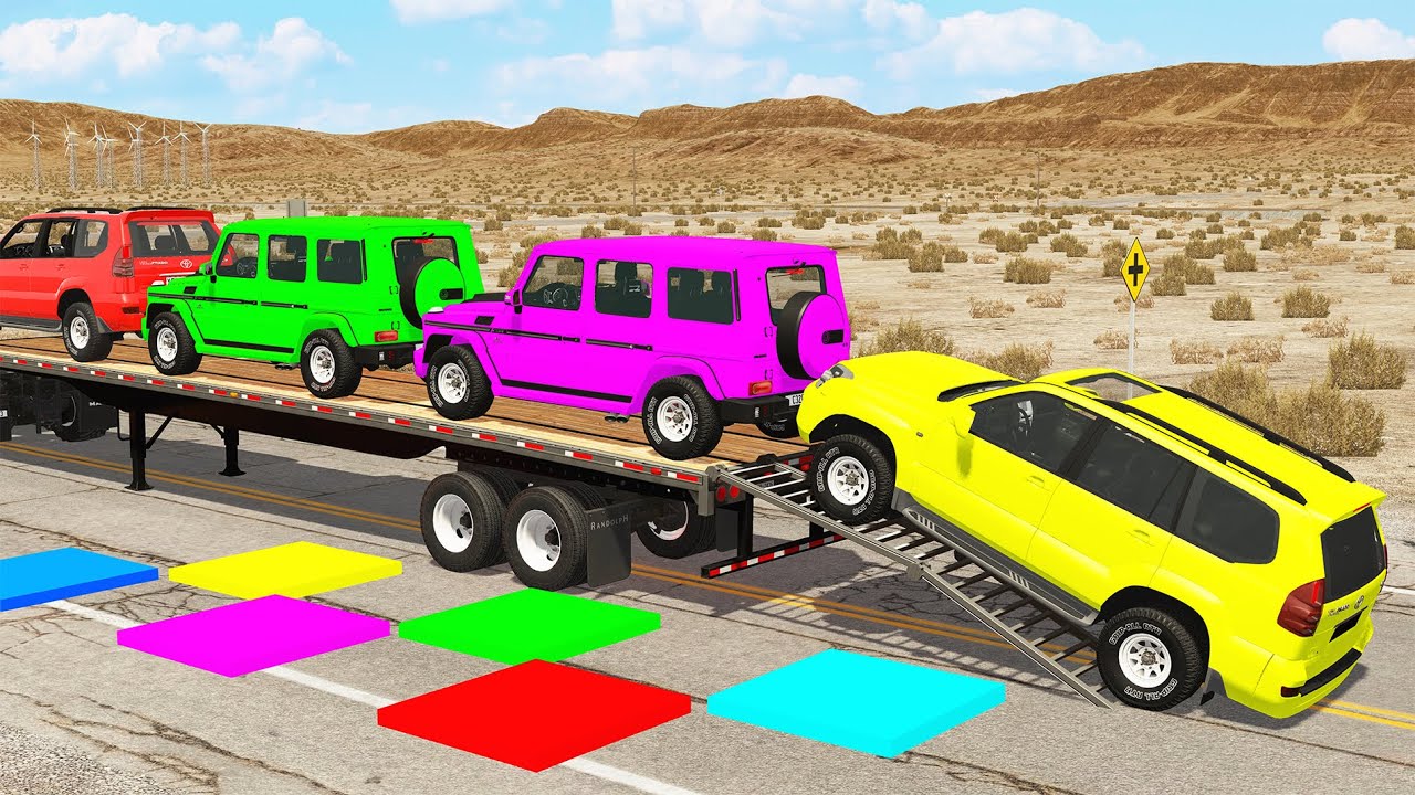 Flatbed Truck McQueen | Transportation with Truck - Pothole vs Car #6 | BeamNG.Drive Gameplay