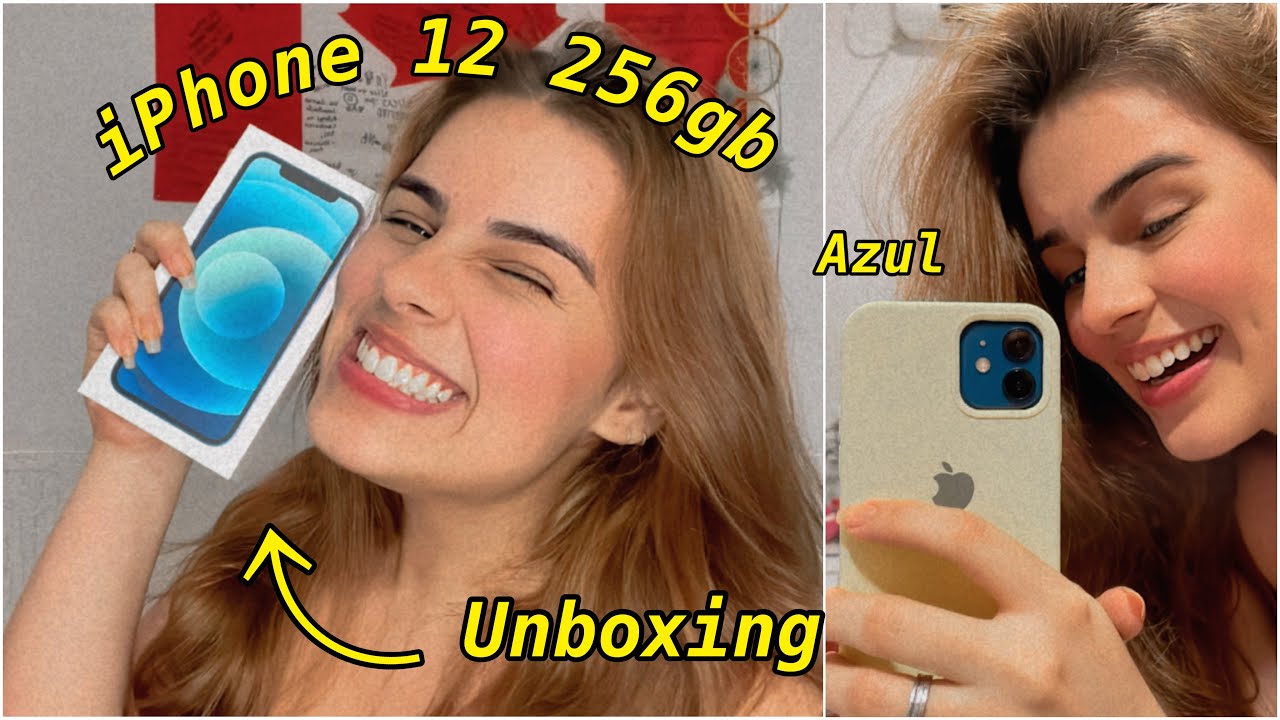 UNBOXING DO MEU NOVO IPHONE 12 AZUL + Comprando a case e colocando a película