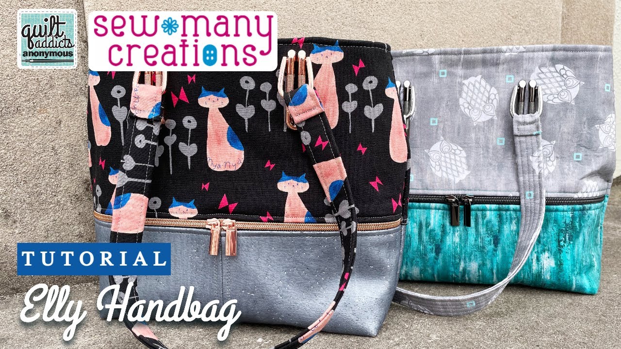 Stylish DIY Handbag using quilting cotton, OR cork & canvas - Elly Handbag from Sew Many Creations