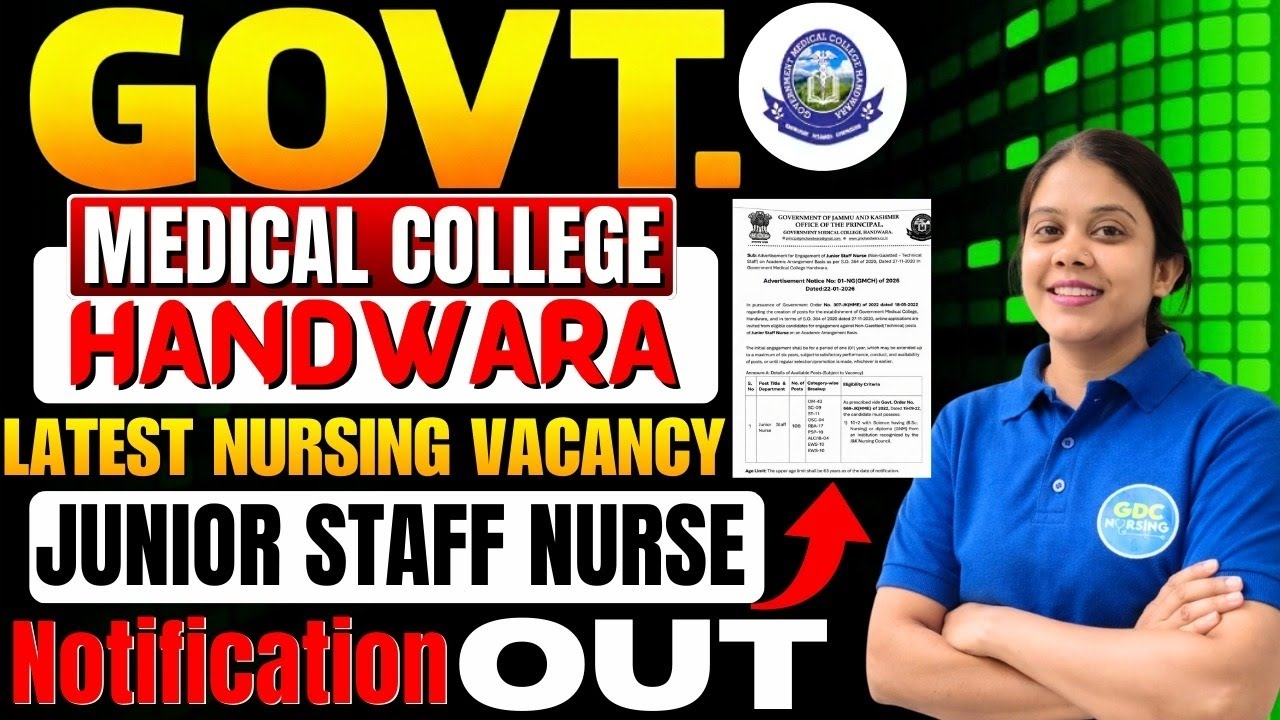 Jammu & Kashmir Junior Staff Nurse Vacancy 2026 | Handwara | 108 Posts Announced | Apply Now #jobs