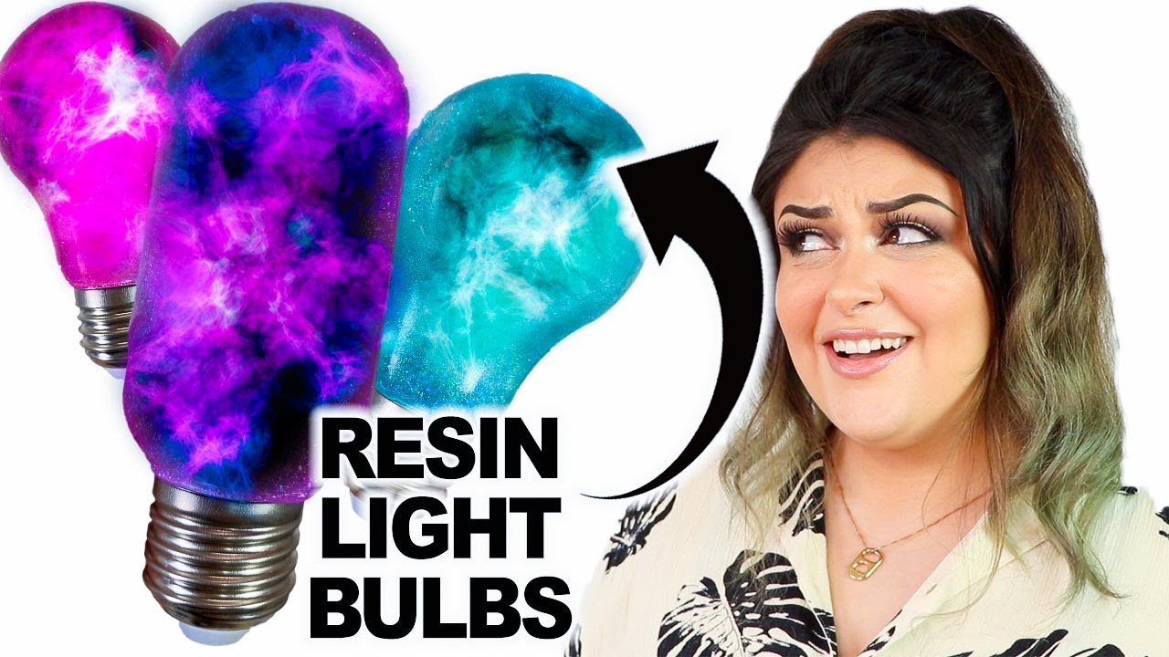 DIY RESIN GALAXY LIGHT BULBS 💡 Making Three Colored Resin Light Bulbs!