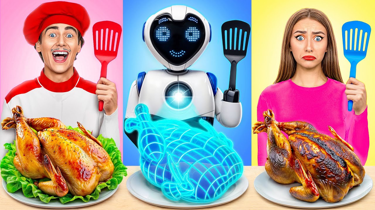 Me vs Grandma Cooking Challenge with a Robot by Jelly DO Challenge