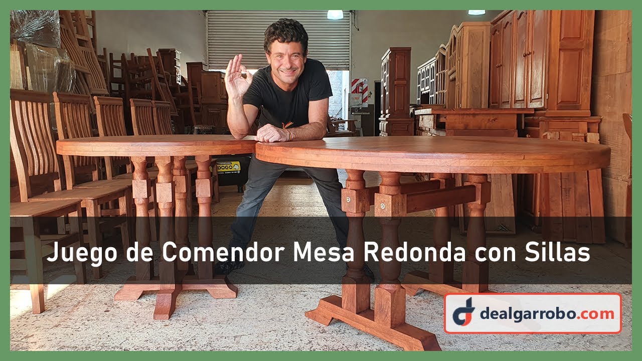 ⭐ Mesa Redonda con Sillas de Madera | dealgarrobo.com