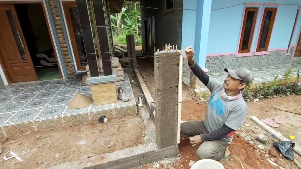 cara mrispang dan tarik benang hingga  mlaster tiang pagar minimalis