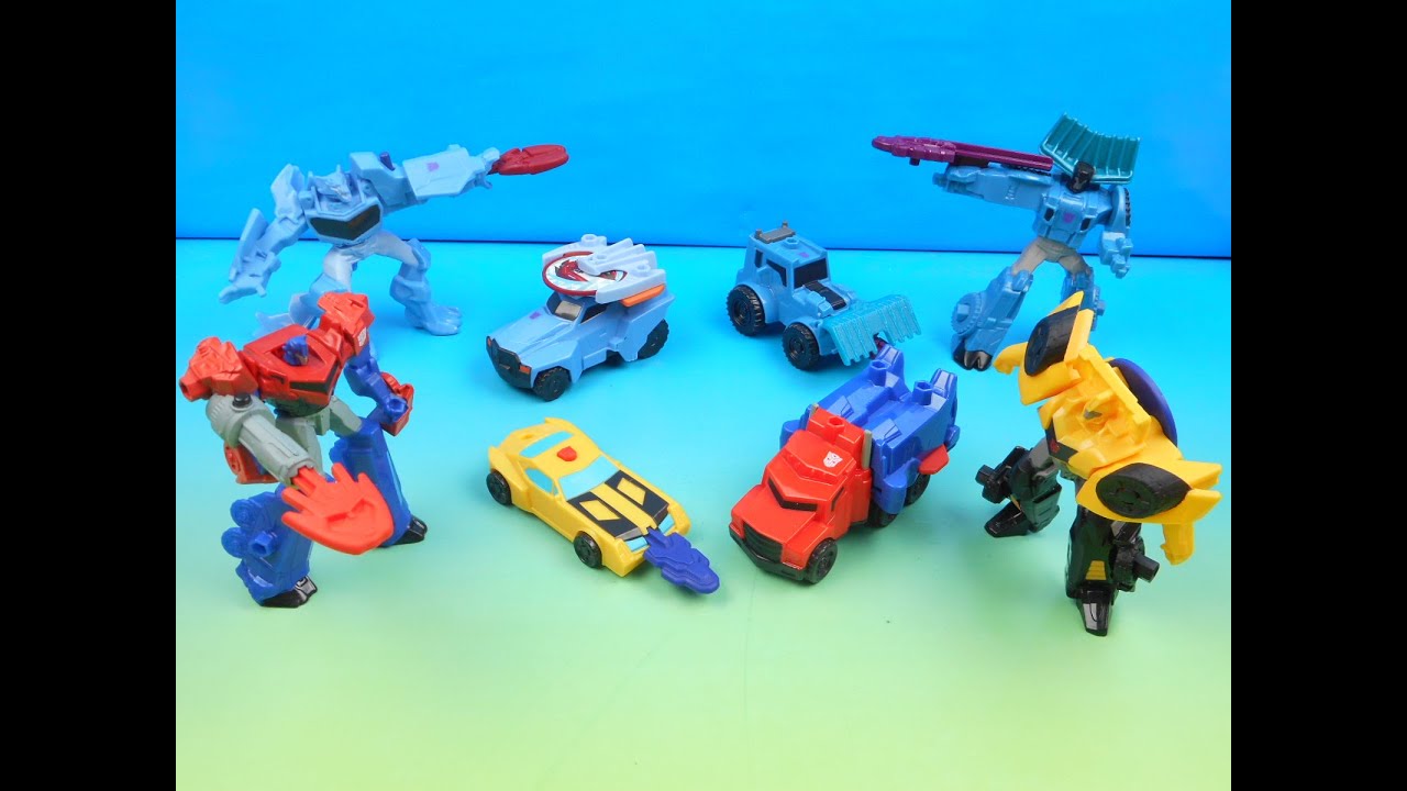 2016 TRANSFORMERS ROBOTS IN DISGUISE SET OF 8 McDONALDS HAPPY MEAL COLLECTION TOYS VIDEO REVIEW