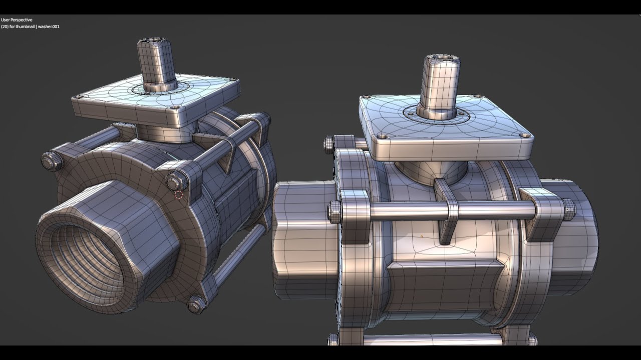 Blender tutorial - Timelapse - 3 piece ball valve