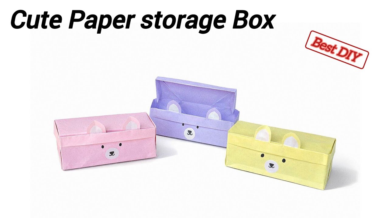 DIY Origami Storage Box | How to Make Cute Bear  Storage Box | Easy Paper Stationery Box