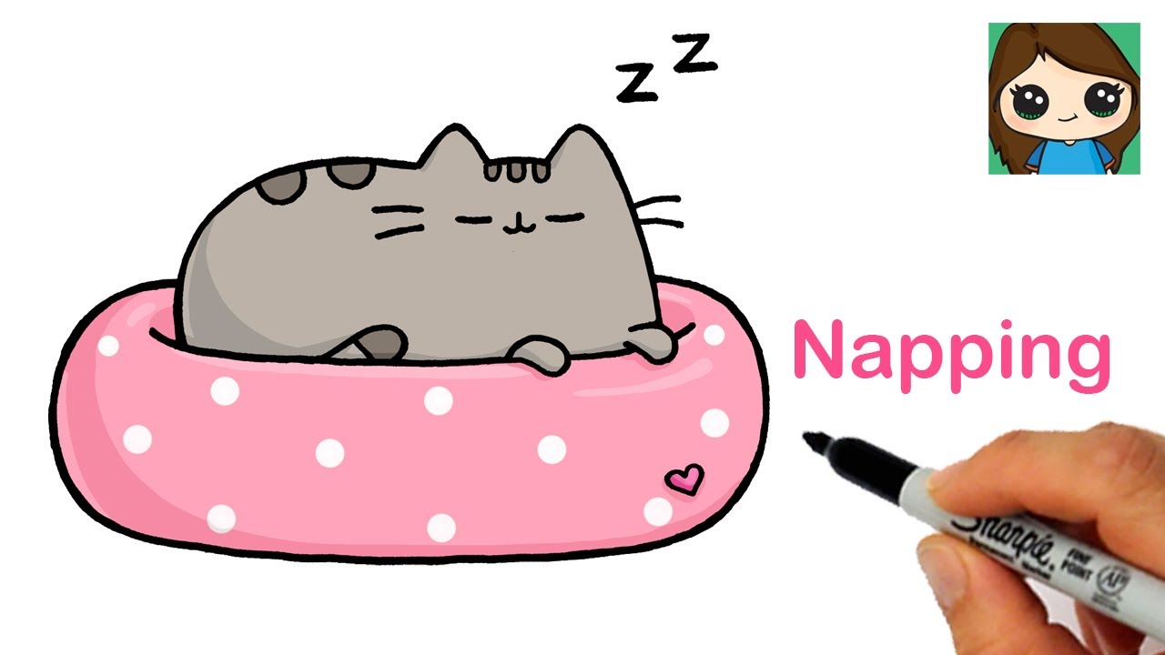 How to Draw Napping Pusheen | Sleeping Cat