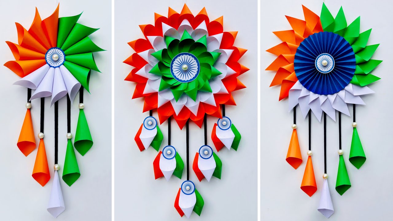 Top 3 Independence Day Wallhanging Craft // Tricolor wall decoration ideas // 15th August craft