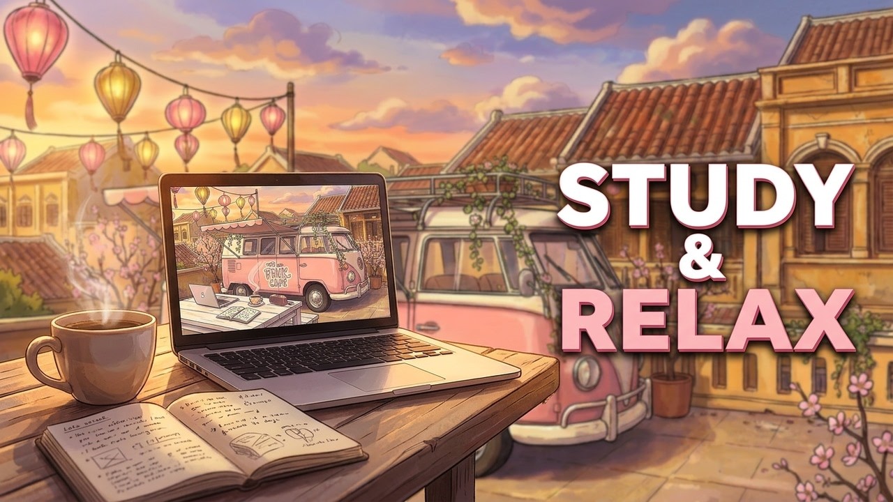 Study with Me at the Pink Cafe - Relaxing Lofi Ambiance