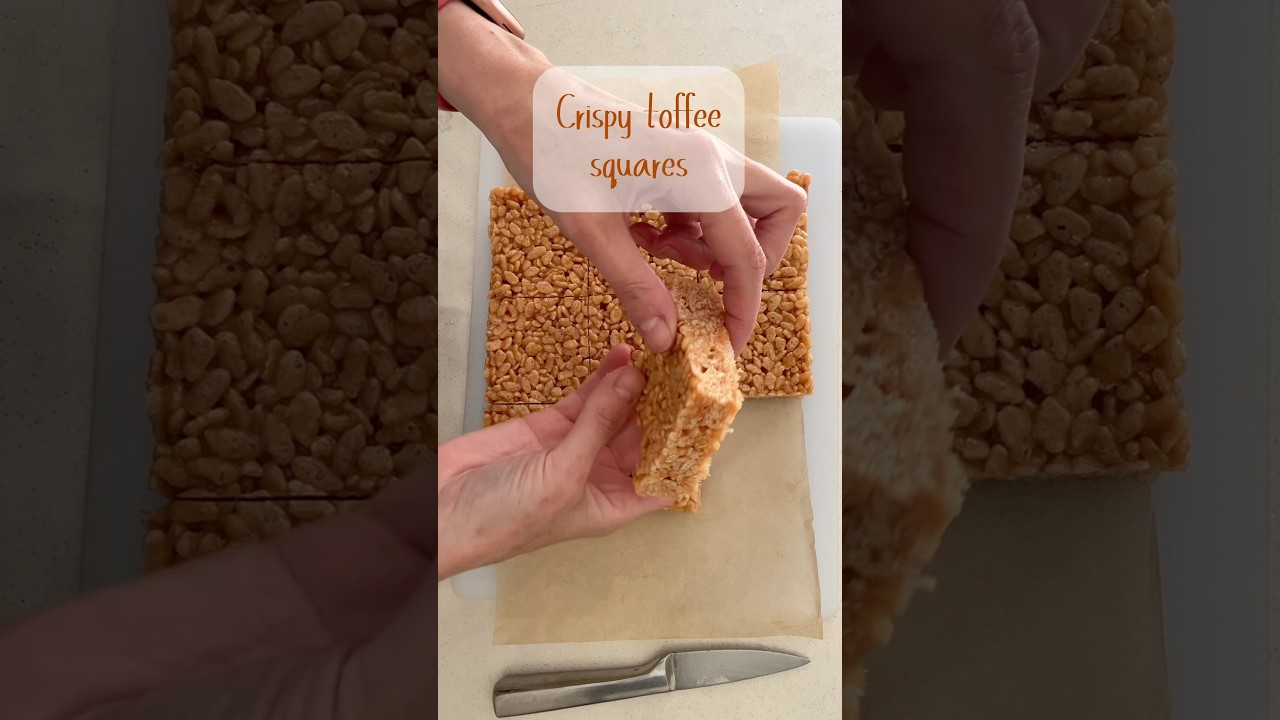 Crispy toffee squares - easy & quick! #nobake #nobakecake #recipe #traybake