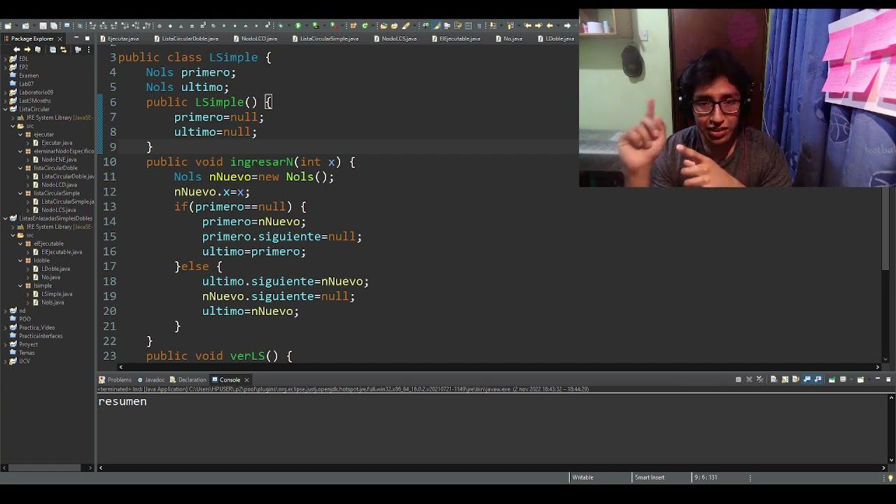 Java Listas enlazadas simples y dobles, Listas  circulares simples y dobles EXAMEN PARCIAL UCV