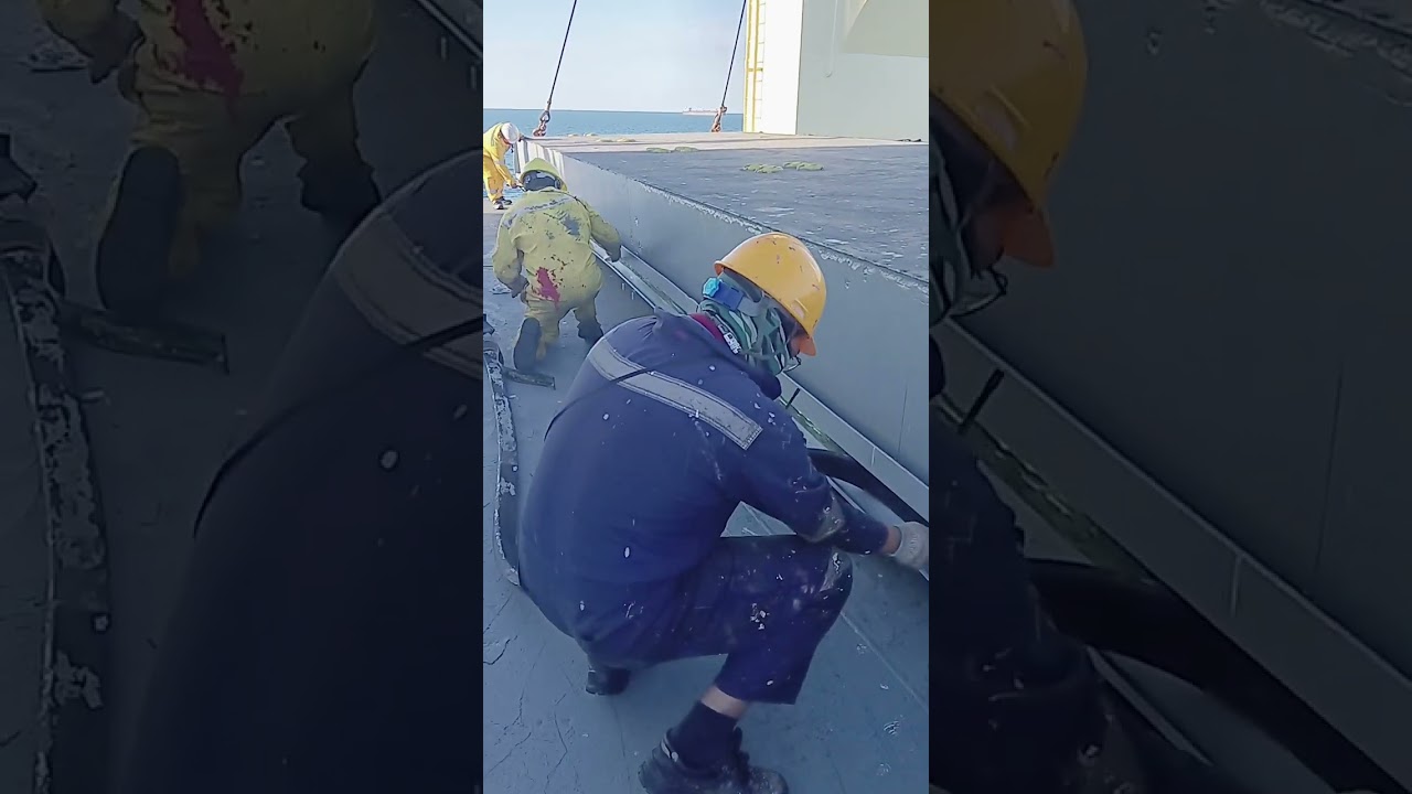 Repair rubber packing on hatch cover...