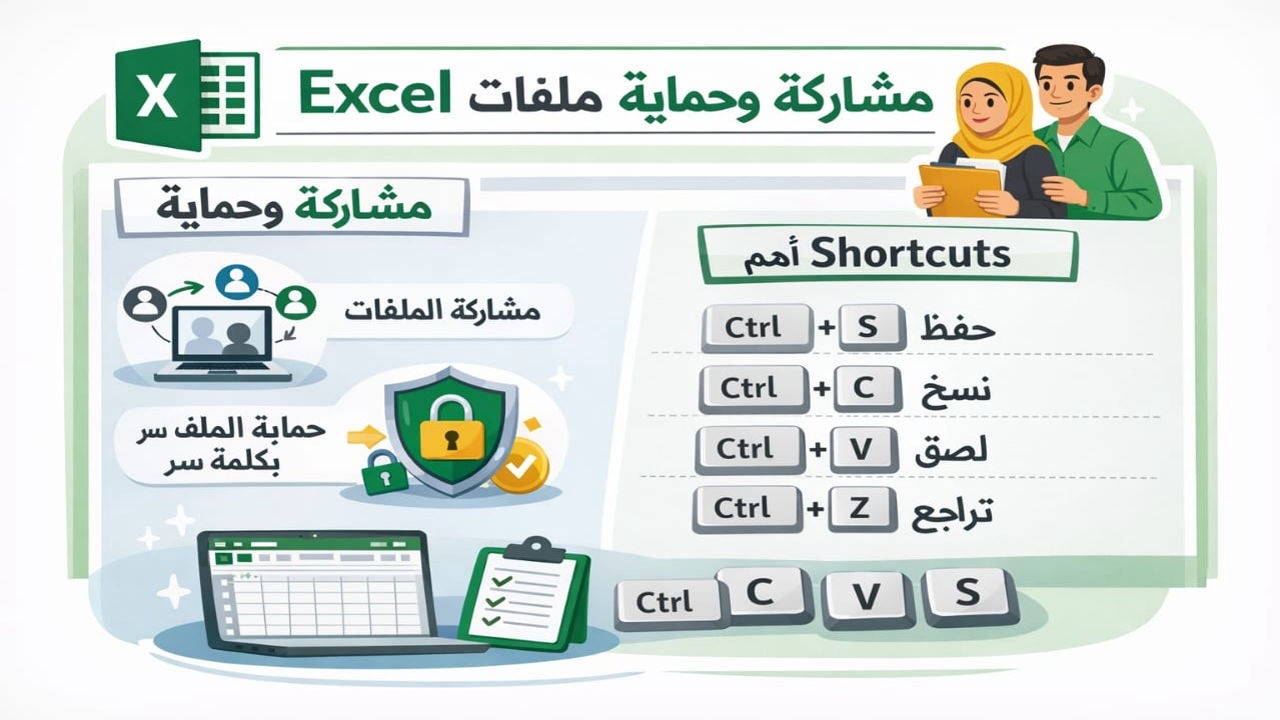 15 | احتراف Excel: مشاركة الـWorkbook + حماية الملف بكلمة سر + أهم اختصارات لازم تعرفها 🔥