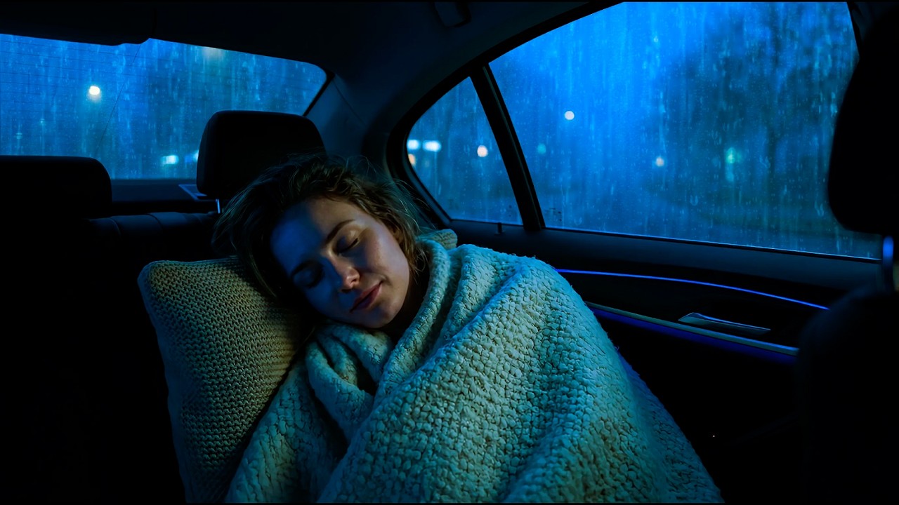 Fall Asleep Fast 🚗🌩️ Heavy Rain and Intense Thunder on Car – Night Ambience