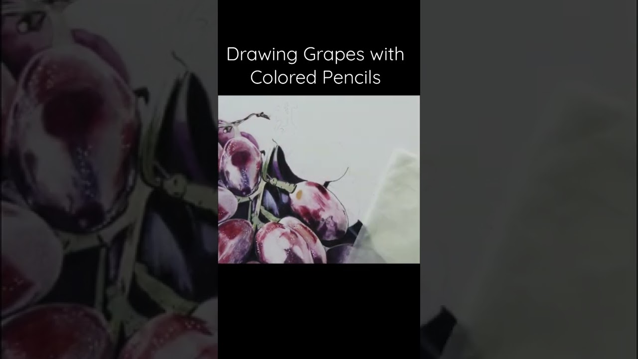 Drawing Realistic Grapes with Colored Pencils #shorts
