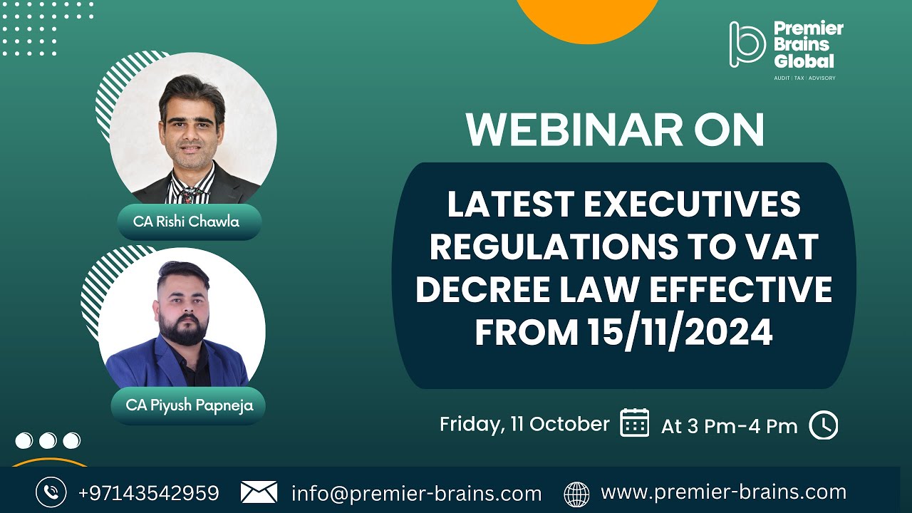 Webinar on UAE Value Added Tax: Amendments to the Executive Regulations to VAT Decree Law