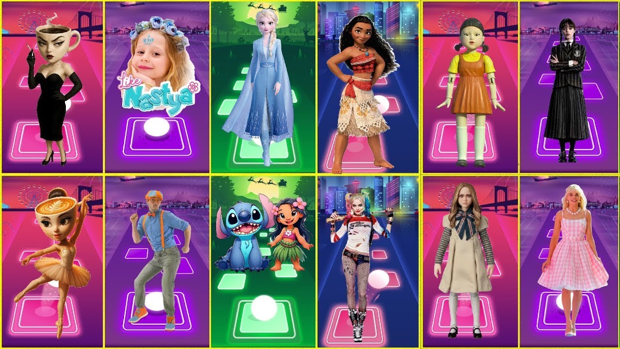 Ballerina Cappuccina Vs Like Nastya Vs M3GAN Vs Wednesday Addams  | Tiles Hop Edm Rush