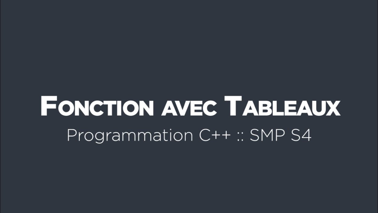 28 - Programmation C++ :: Fonctions avec les tableaux