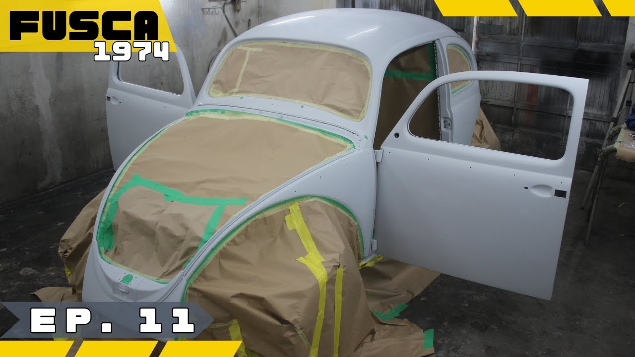 Fusca 1974 - Branco Lotus - Restauração / Montagem Carroceria no Chassi e 1ª Etapa da Pintura EP. 11