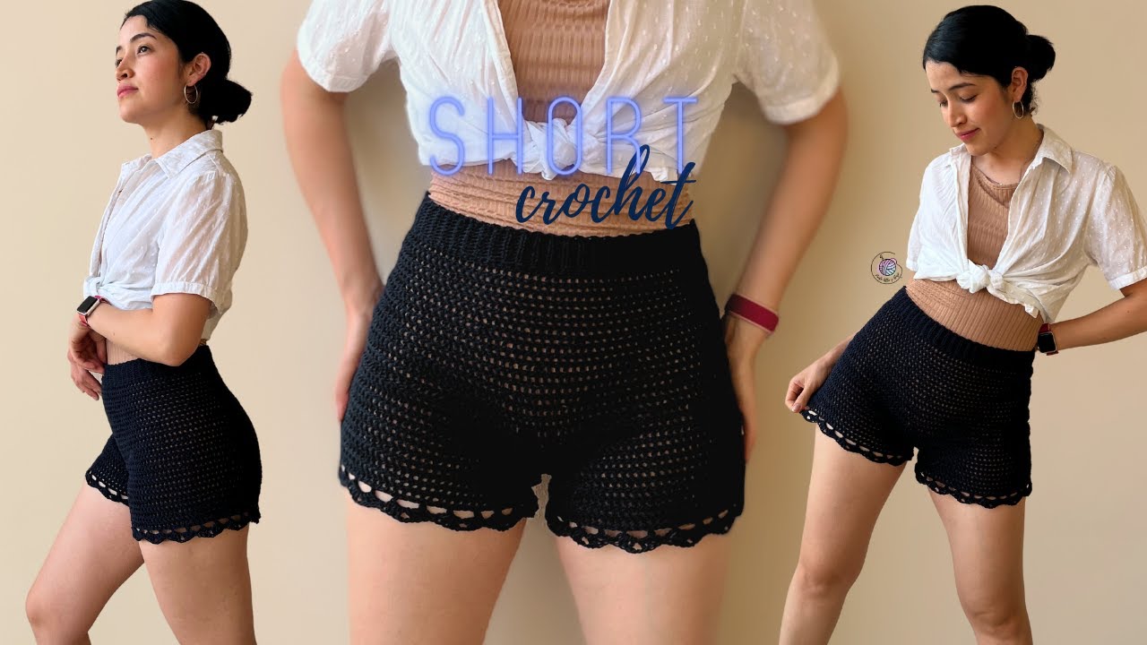 SHORT TEJIDO EN UNA SOLA PIEZA / SHORT BASICO A CROCHET