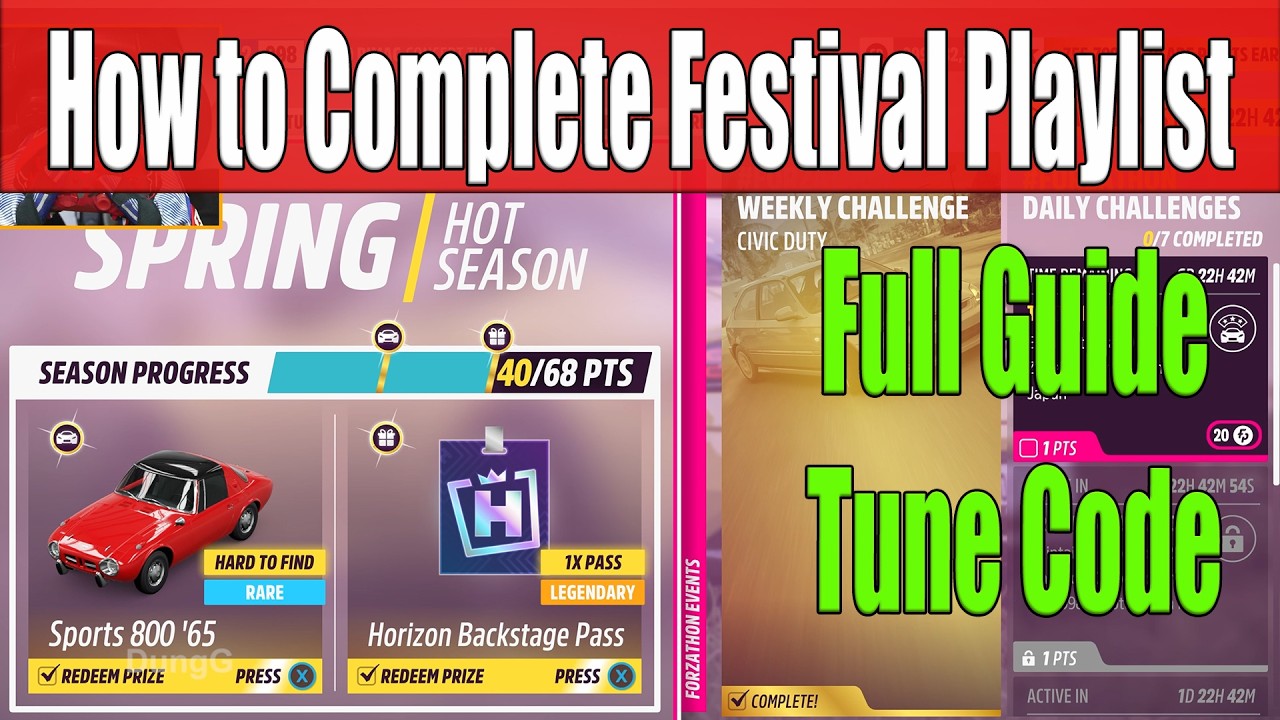 Forza Horizon 5 How to Complete Festival Playlist Spring Season Series 57 Full Guide, Tune Code