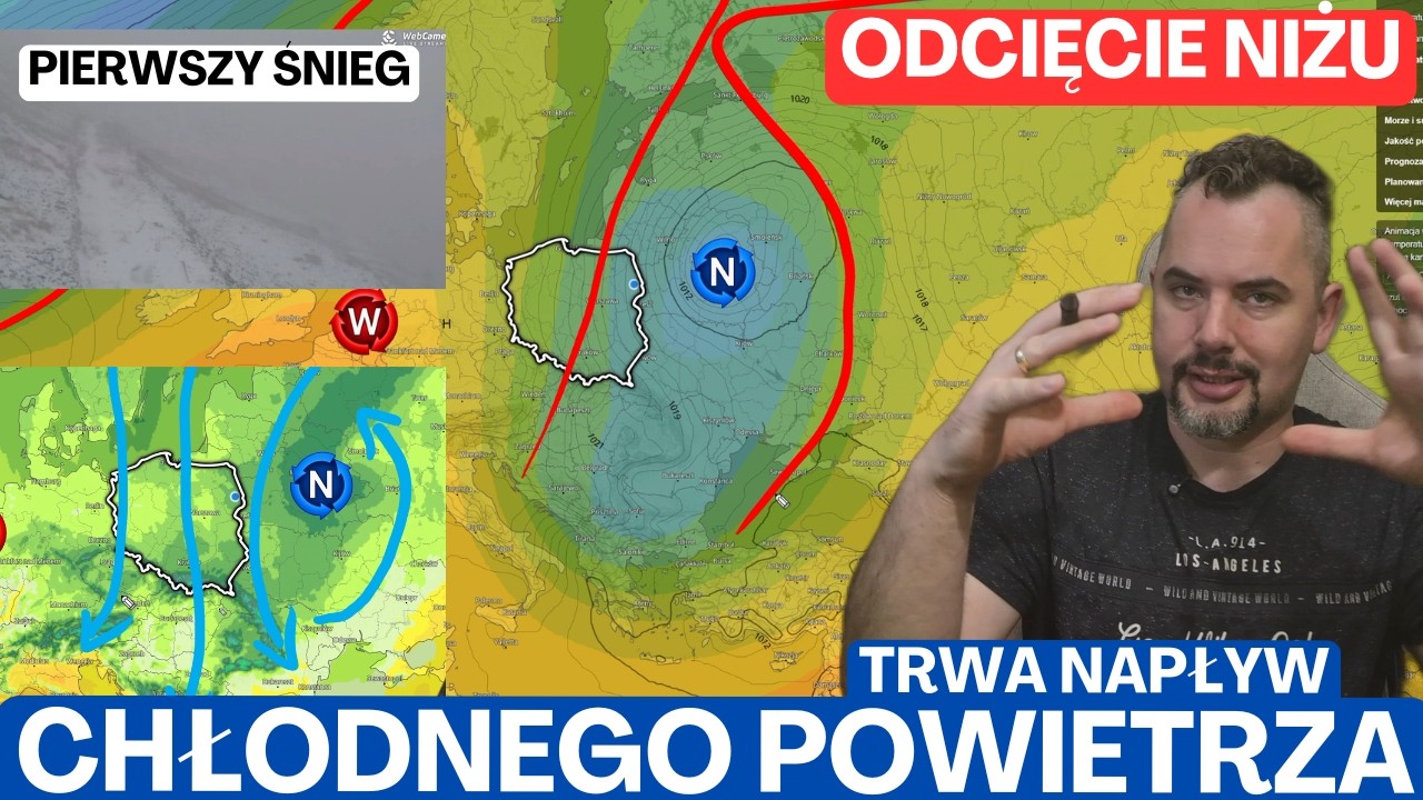 Pierwszy śnieg na Kasprowym Wierchu. Odcięty niż przynosi opady, burze i ochłodzenie w Polsce