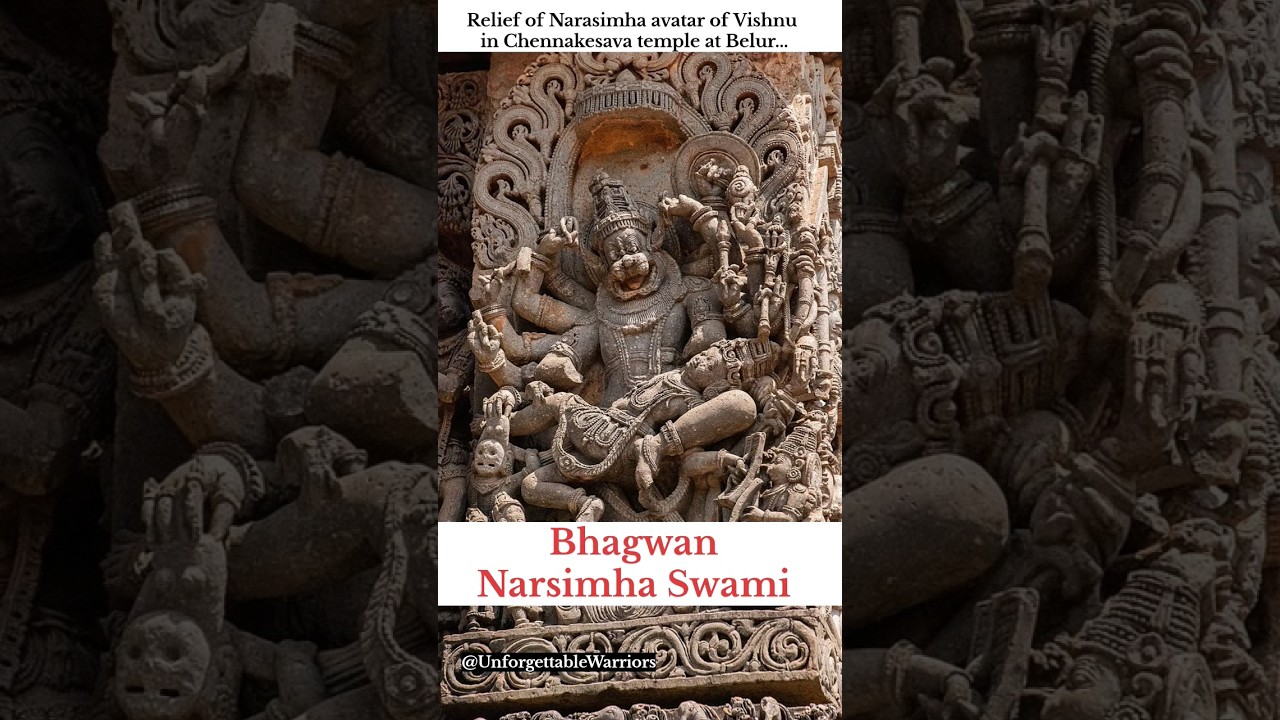 Narasimha avatar of Vishnu | Ancient Indian Temples | #ancienttemples #sculpture #video #shorts #yt