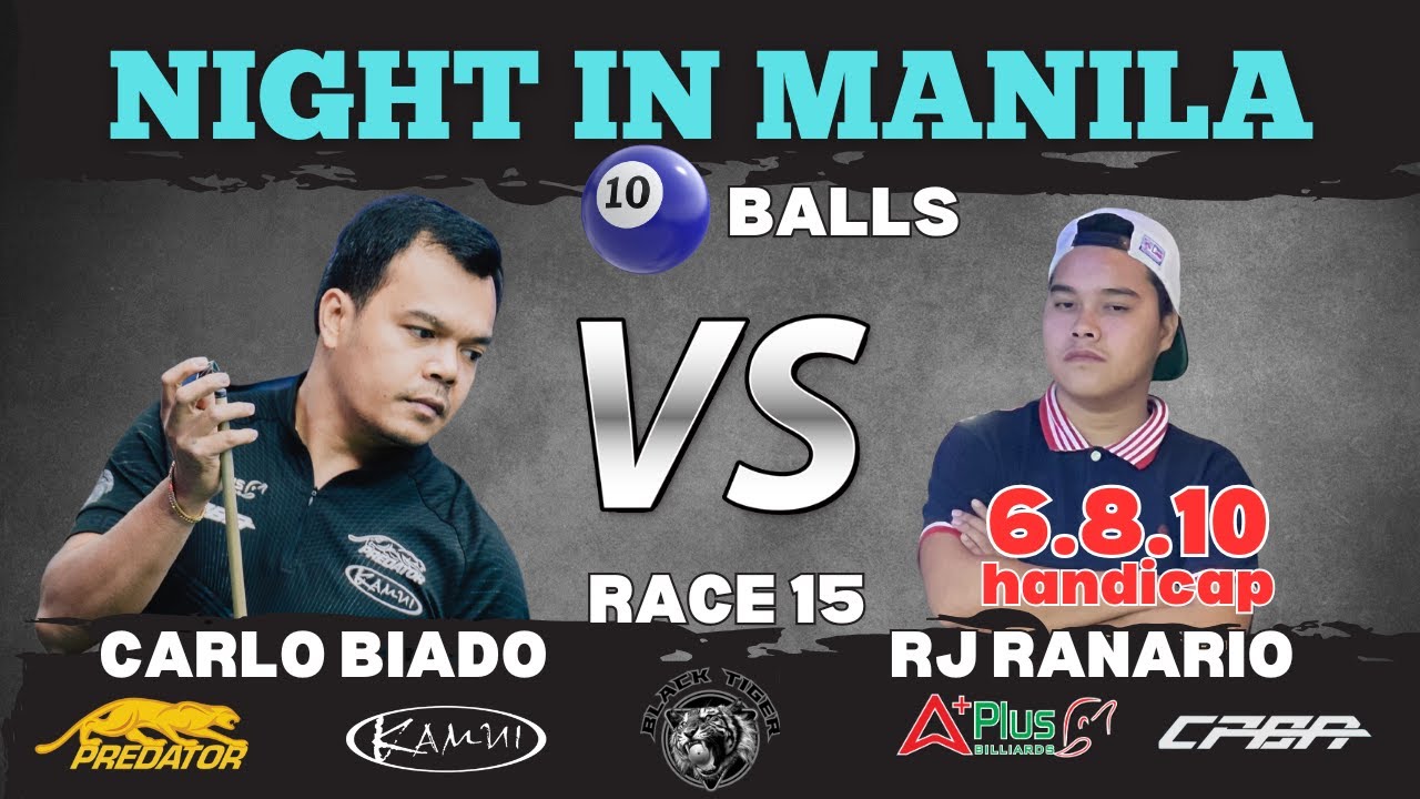 Carlo Biado VS RJ Ranario (RJ BATA) 6.8.10 handicap | Race 15 | 10balls