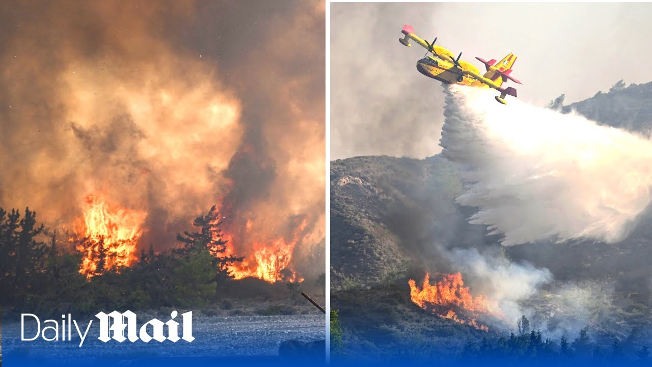LIVE: Terrifying wildfires spreading through Rhodes | Greek wildfire