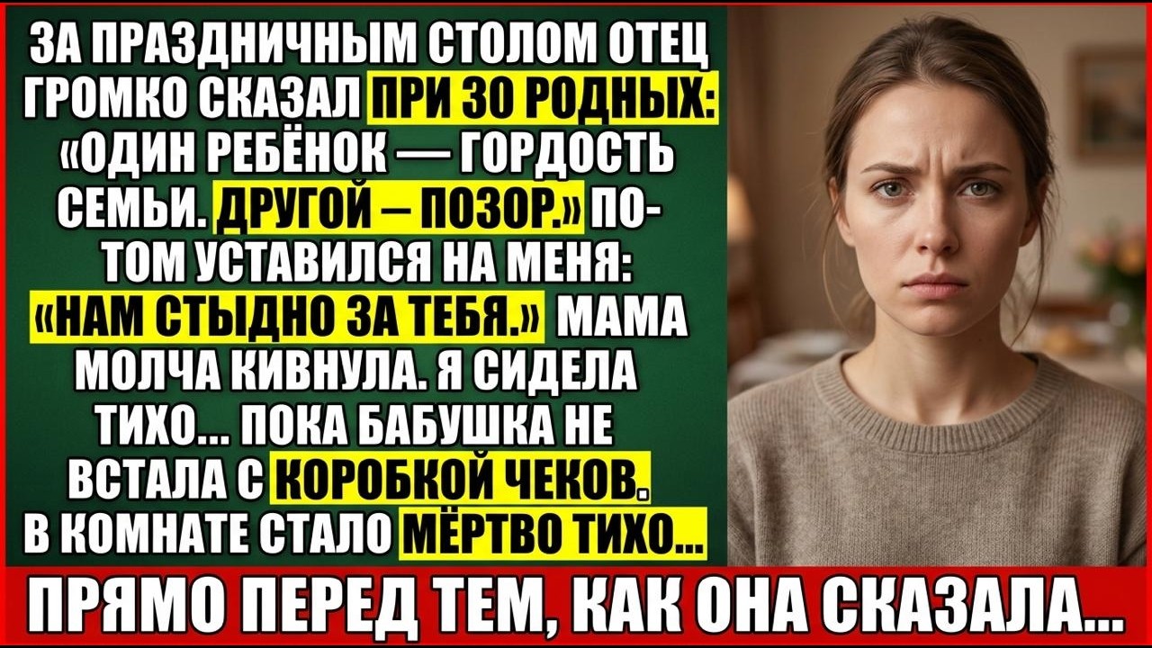 Родители Опозорили Меня За Праздничным Столом — Пока Бабушка Не Встала С Папкой Чеков
