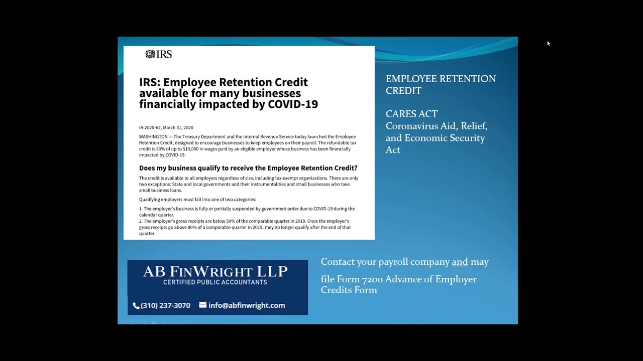 Tax Credits under the CARES Act and FFCRA - Andrew Gradman