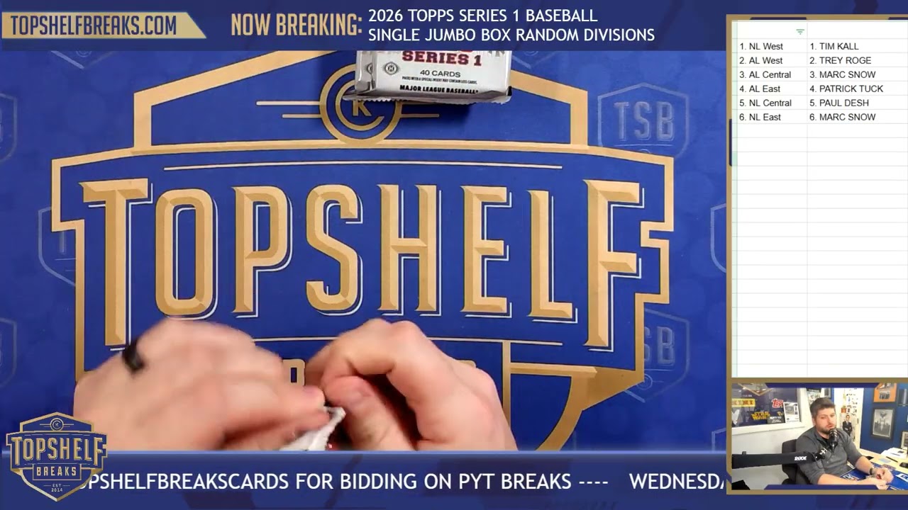 2026 Topps Series 1 Baseball Single Jumbo Box Random Divisions | Top Shelf Breaks | 3/4/26