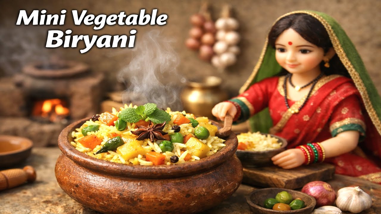 Mini Vegetable Biryani ASMR | Tiny Doll Village Cooking 😌🔥