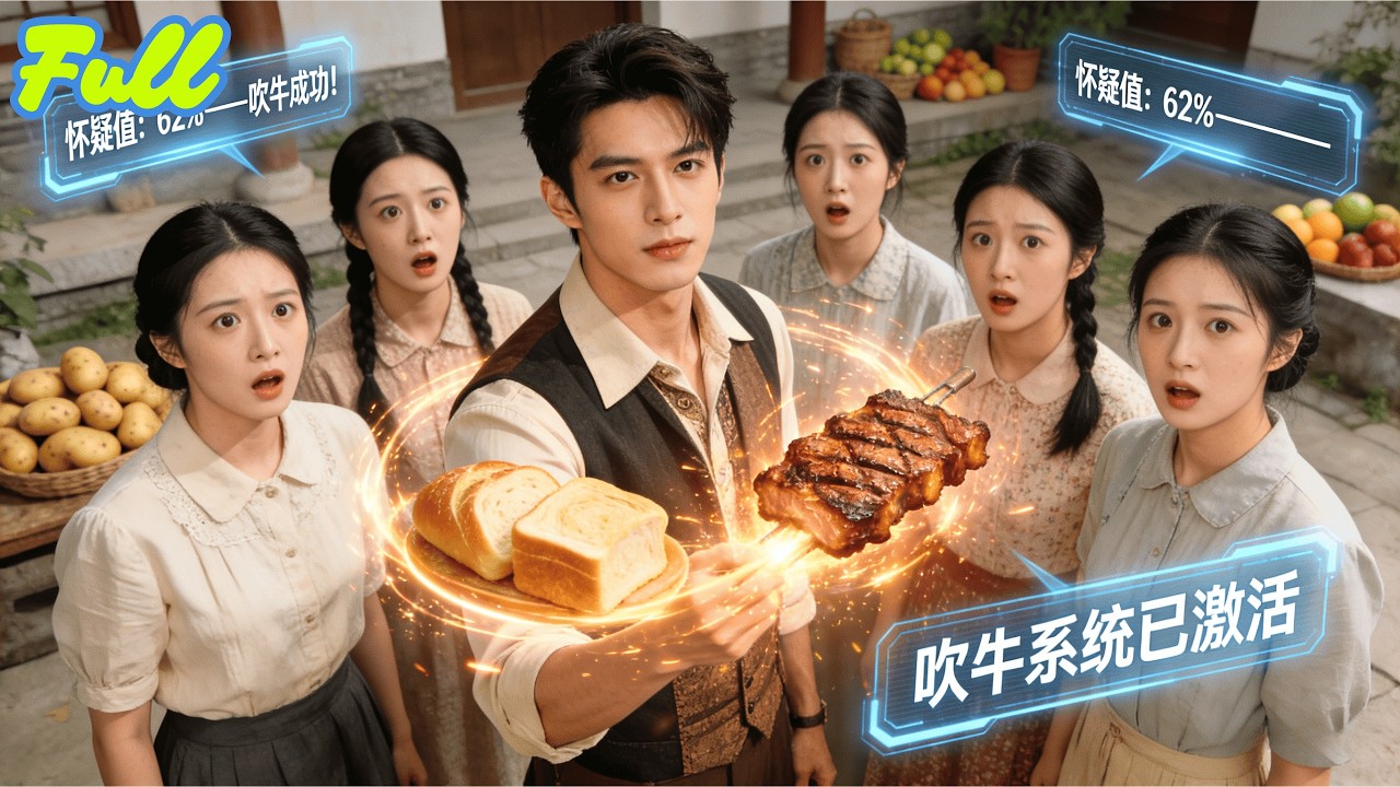 【全集】穿越成家暴赌鬼，睁眼葬礼妻饿死？还好我绑定了吹牛系统！灾荒年我说地窖有土豆，下一秒堆满百斤！五个小姨子惊呆，怀疑值爆表，吹的牛全成真！
