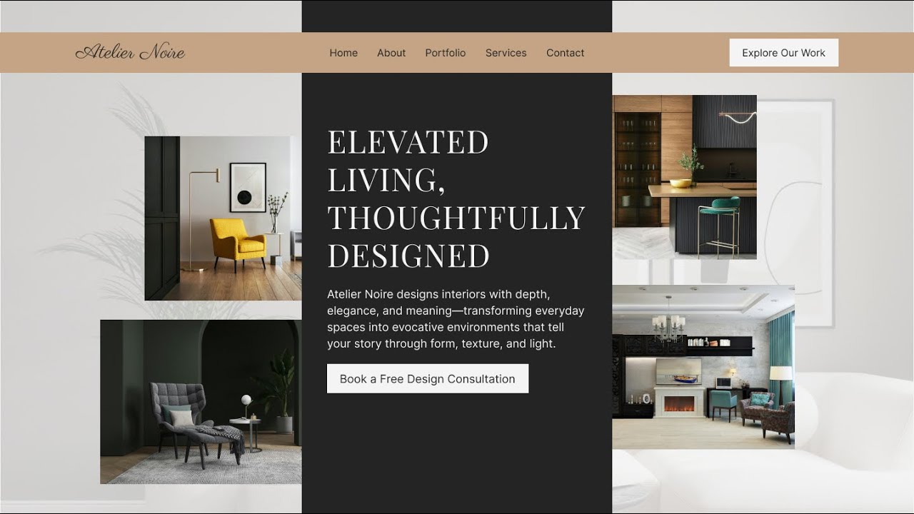 Figma Interior Decor Business Website Hero Section UI/UX Design