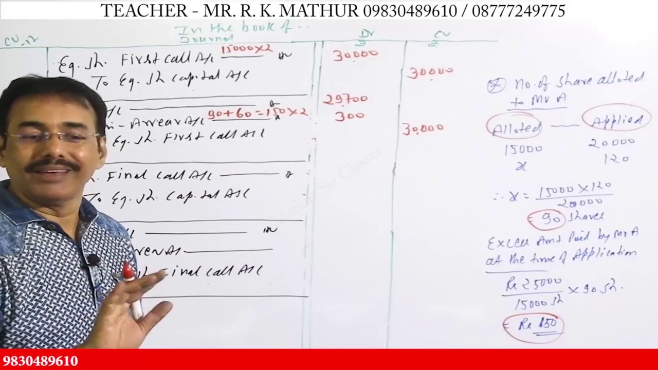 Issue of shares pro-rata | Issue of shares pro rata | Company Accounts | Mathur Sir Classes