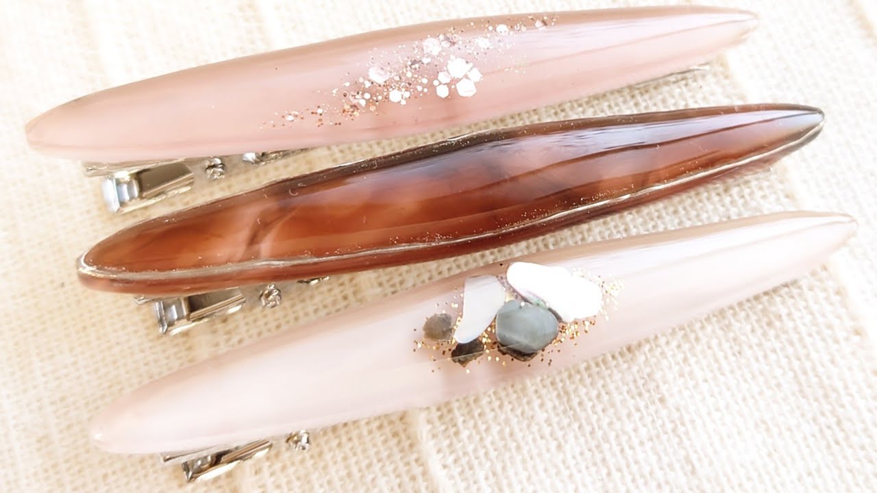 【UVレジン】大人の華奢ヘアクリップ3種類作ります♡How to make 3 types of hair clips with resin.