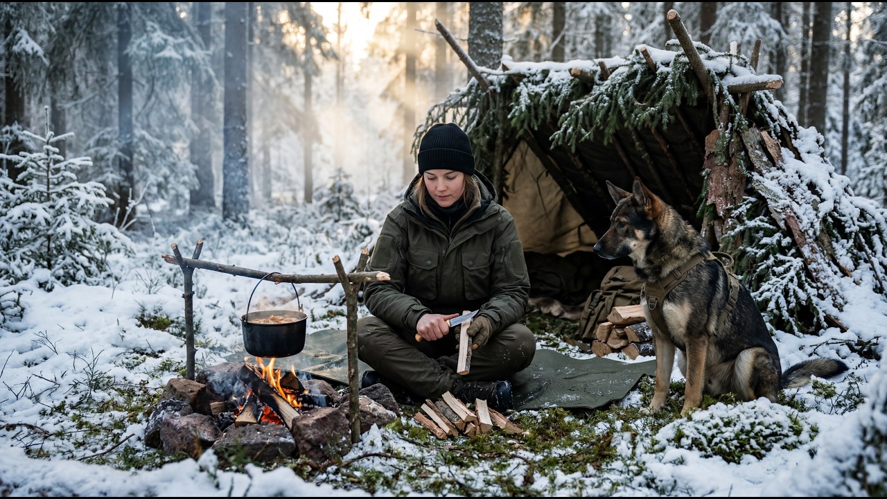 Alone in the Wild: Building a Shelter from Natural Materials 🌲🔥