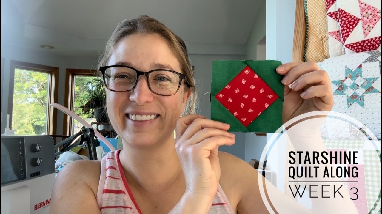 Starshine Quilt Along- Week 3, Diamond in the square tutorial, VLOG