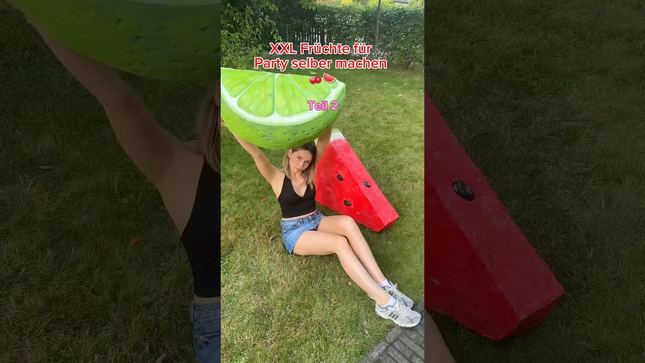 XXL Fr&uuml;chte selber machen 🍒🩷 #diy #dekoration #kunst #partydecor #basteln #ytshorts #shorts