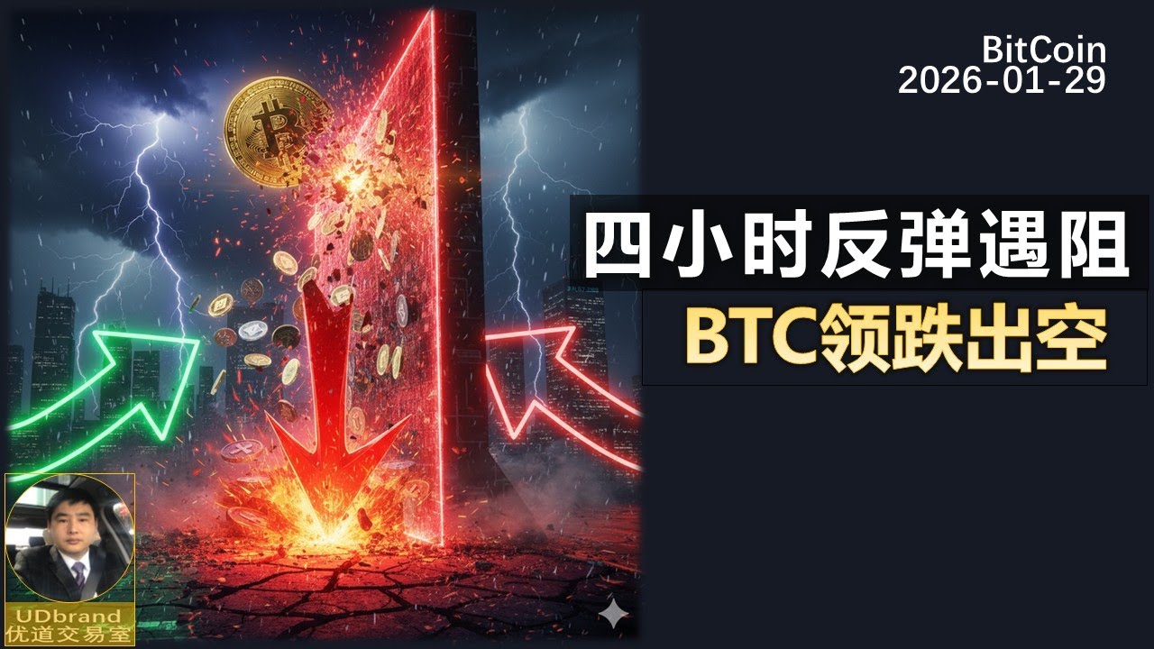 比特币4小时反弹已到大区压力位，跌了，出空了，山寨币集体回调。#btc #比特币