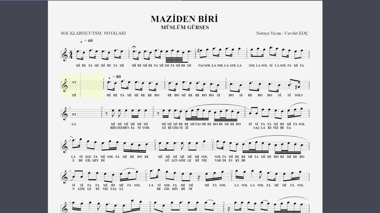 MAZİDEN BİRİ MÜSLÜM GÜRSES NOTA