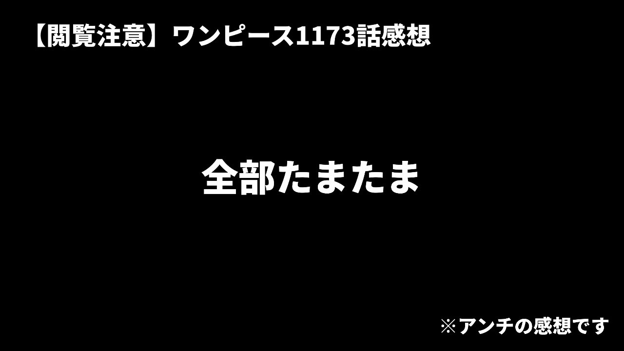 【閲覧注意】ワンピース1173話感想「全部たまたま」※アンチの感想です