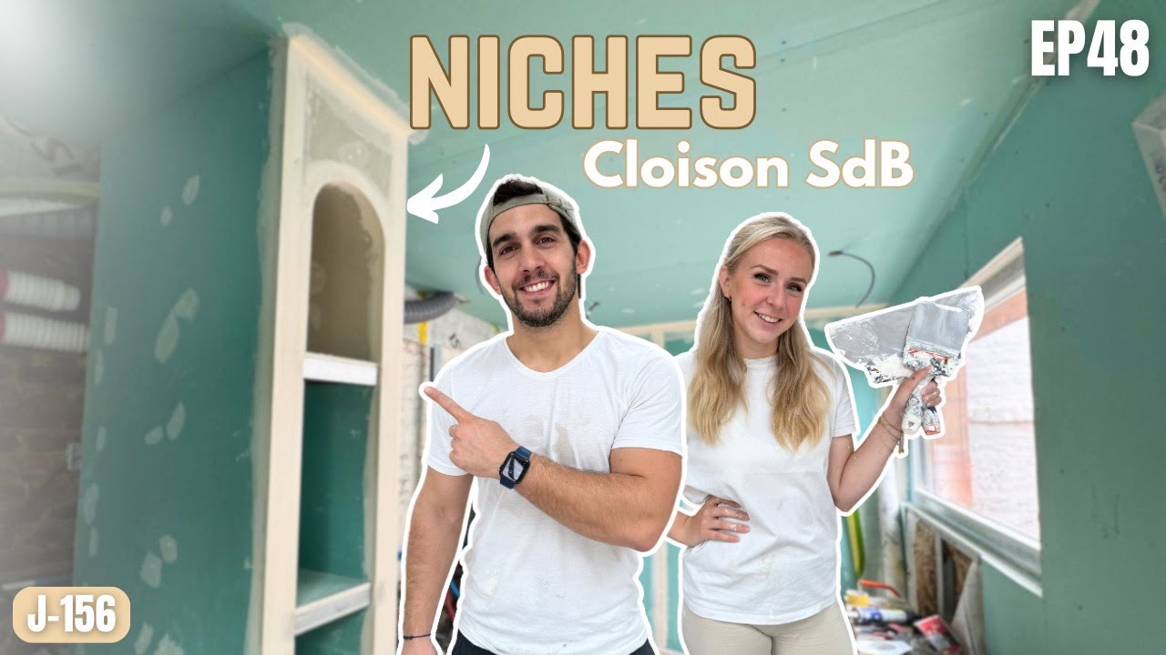 CLOISON & NICHES Salle de bain 🤩 - VLOG Rénovation Hangar #48 (J-156)