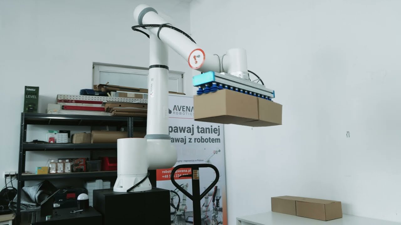 Robot FR20 ze stacją zwiększającą zasięg paletyzacji